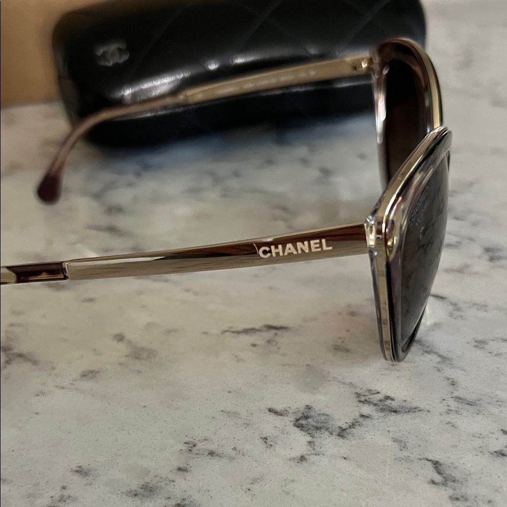 Chanel Gold and Black Sunglasses - Picture 3 of 6
